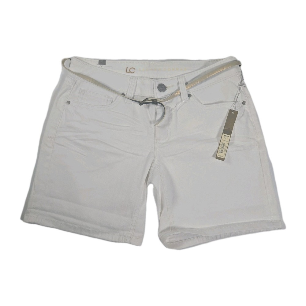 LC Lauren Conrad Women's Size 2 White Denim Belted Shorts